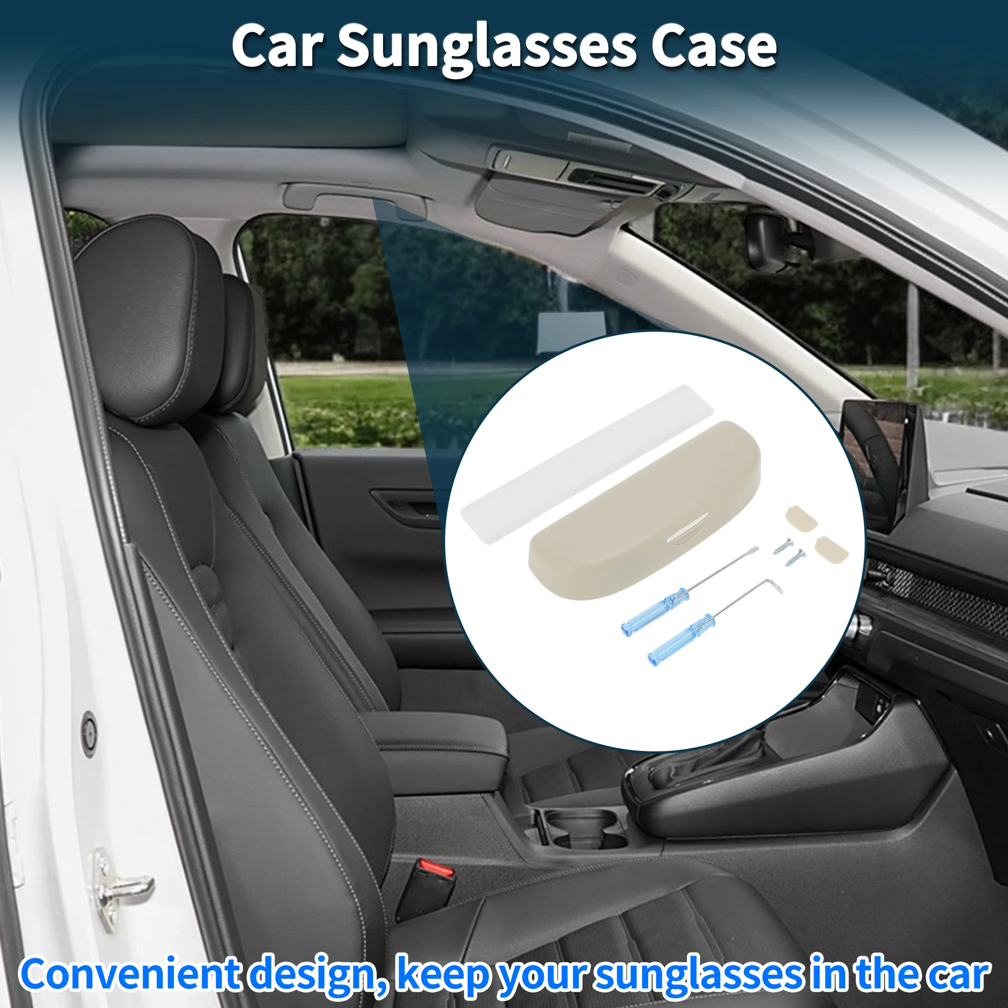 

UXCELL Car Sunglasses Case for Ford Kuga 3 MK3 ST-Line 20-25 Eyeglasses Holder Storage Box ABS Plastic Beige 1 Set
