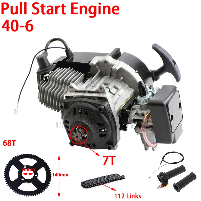 47cc 49cc 2 suwowy 7 zębów zapłon silnika i uchwyt kabel i zestaw łańcucha pompy oleju dla 2 suwowy mini silnik motor terenowy ATV