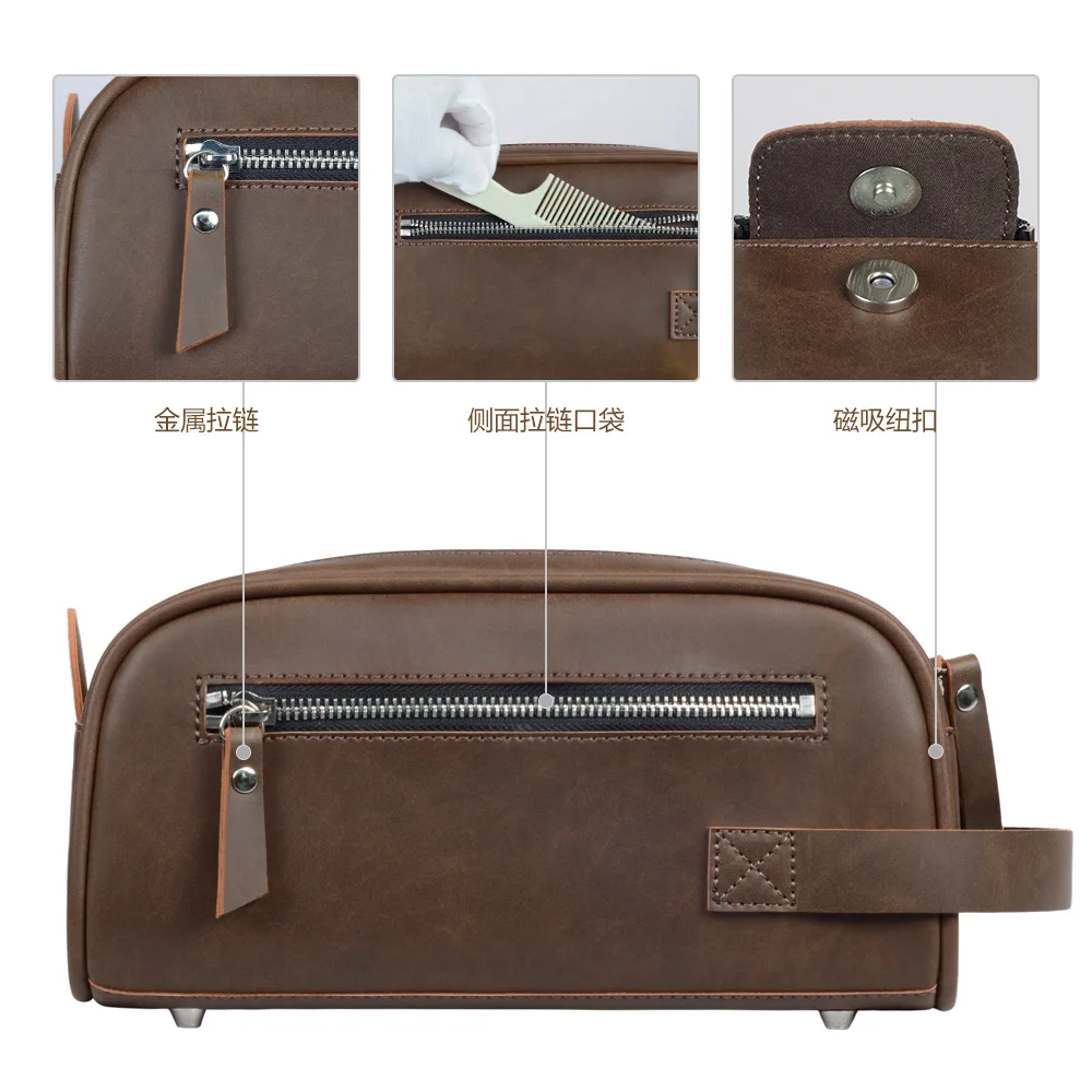 pu retro large capacity waterproof wash bag high-grade cosmetic bag storage bag travel handbag