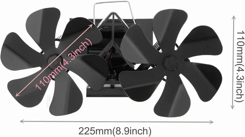 Newest Wood Stove Fan Heat Powered Fireplace Fan Double Head 12 Blades for Wood Log Burner Stove Pellet Stove Accessories