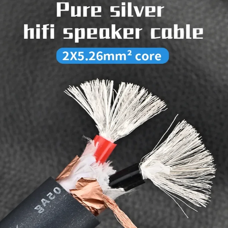 10AWG Pure Silver Speaker Cable 2 x 5.26mm² Center Surround Line HiFi Audio Amplifier Speaker Wire DIY Bulk Audio Extension Cord