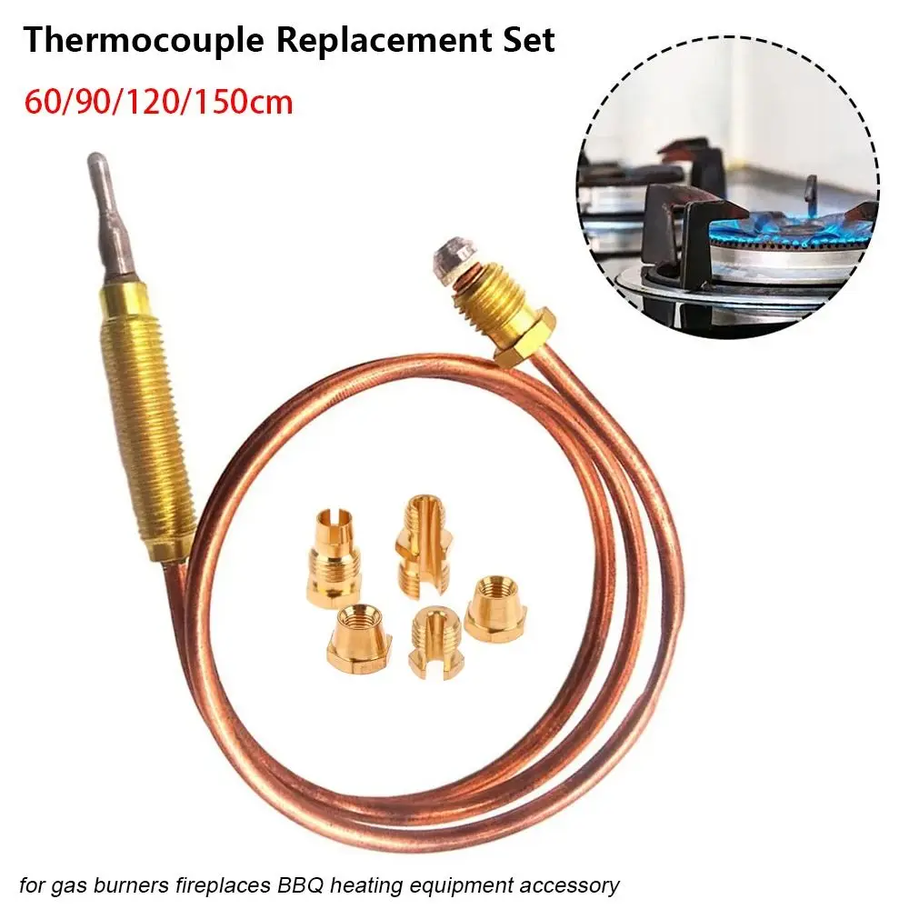 1Set M6 Thermocouple Replacement Set Universal Thread Gas Valve Induction Line Gas Stove Probe 60/90/120/150cm