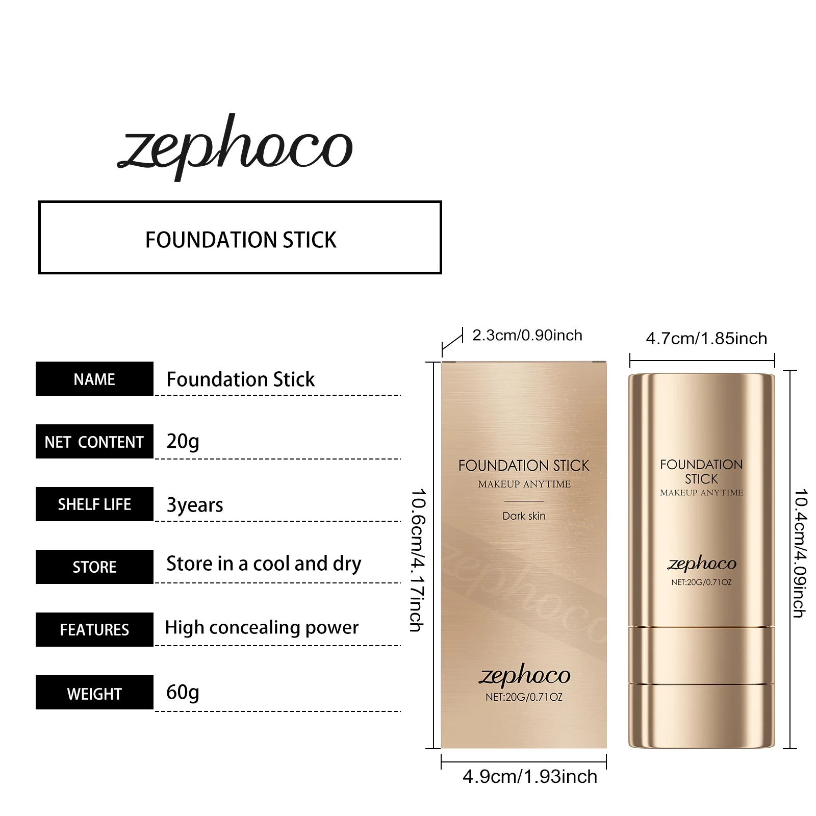 Stick per fondotinta 2 in 1 Stick per fondotinta con pennello Fondotinta multiuso a doppia testa Bastoncini per trucco Vestibilità lunga Finitura naturale