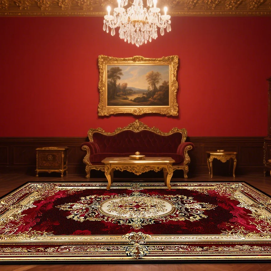 

Великолепный ретро европейский красный ковер для гостиной, большие украшения для дивана, коврики для спальни, гардеробной, нескользящие коврики для пола Ковер