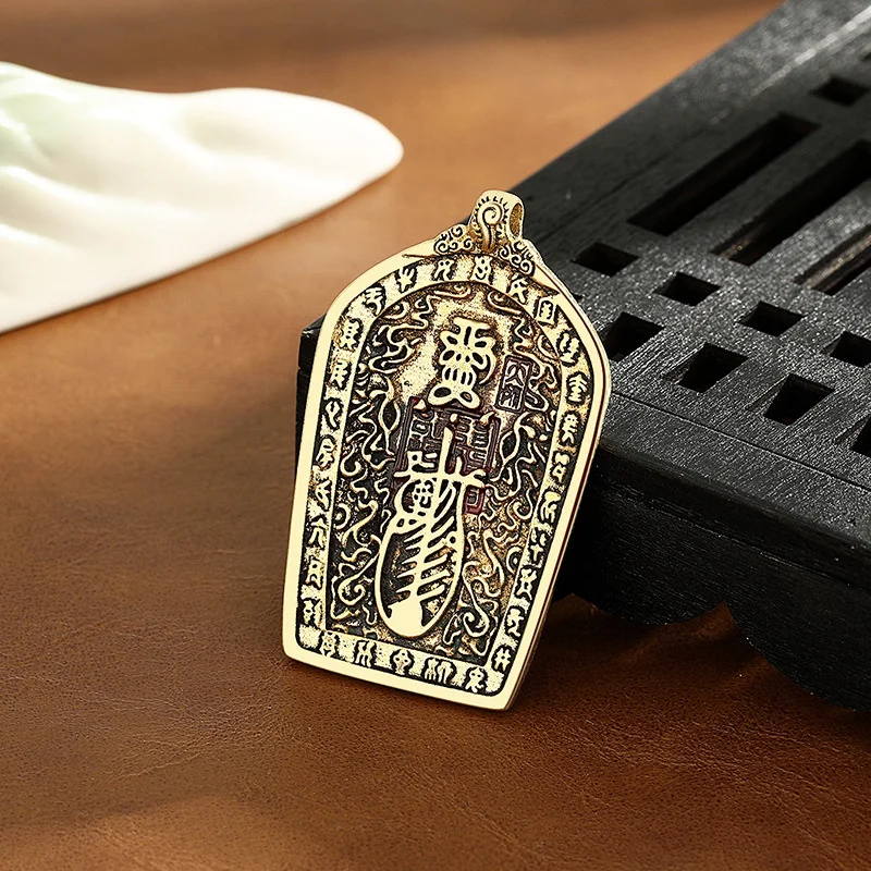 Ethnic Style Five Directions God Of Wealth Pendant Men Jewelry Retro Relief Nine Palaces Eight Trigrams Amulet Necklace Male