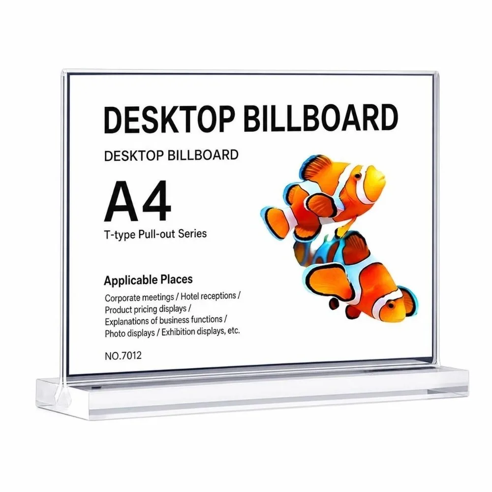 Durable A4/A5/A6 Desk Display Stand Acrylic Transparent Price Label Display Rack Double Side Clear Ad Frame Hotel