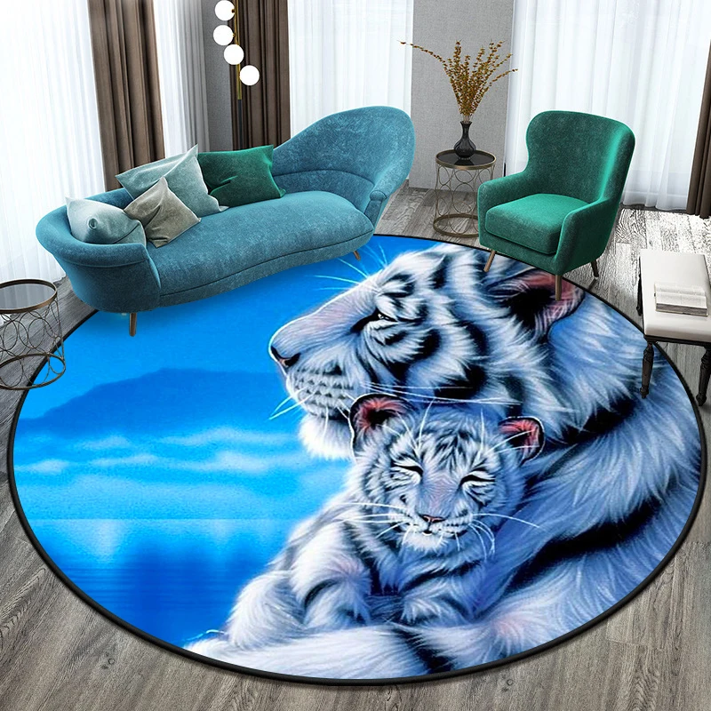 Tiger Round Carpet floor mat Living Room rug Prayer Mat Area Rug Children\'s  Decoration Gift Bathroom Floor  Home Decor