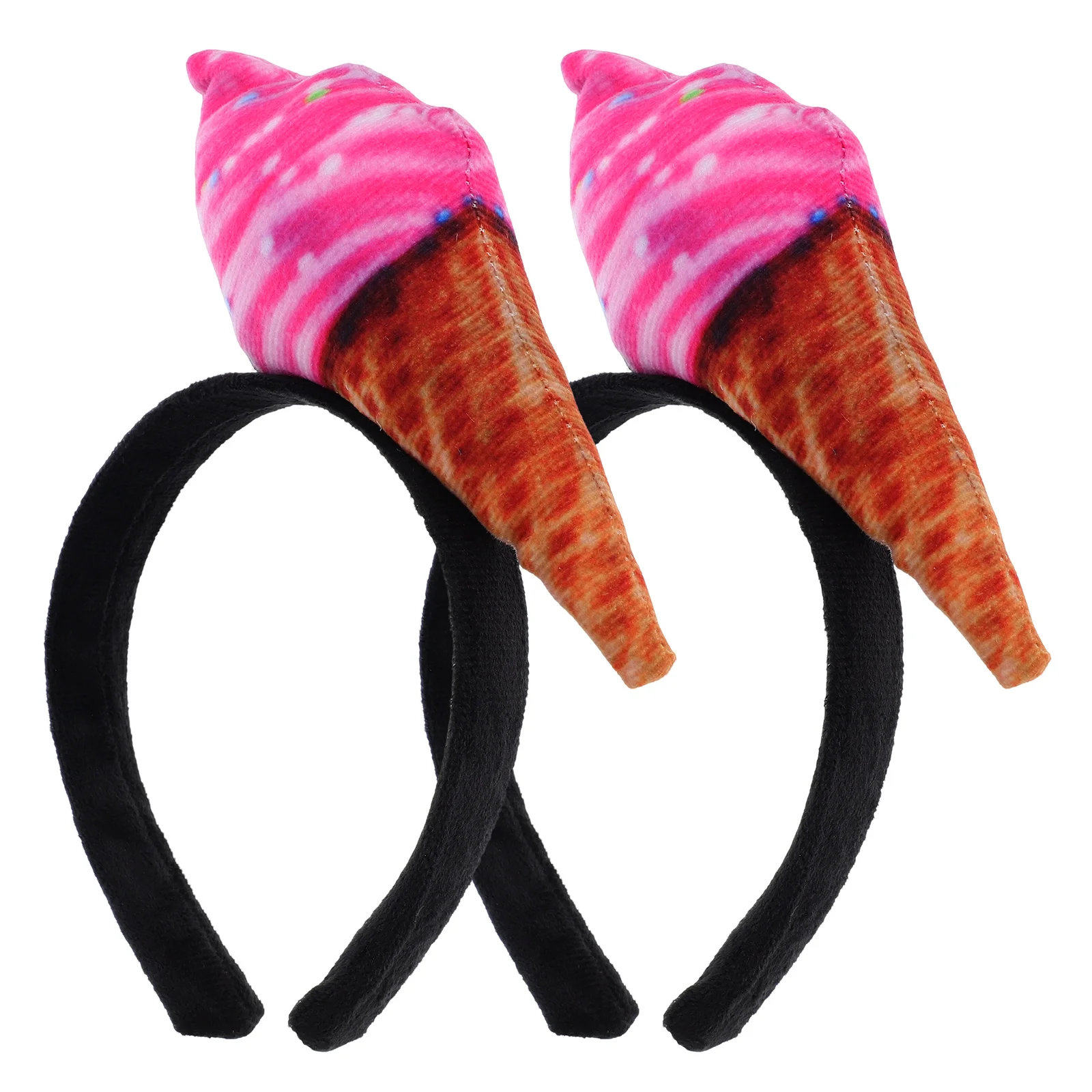 

2pcs Pink Ice Cream Headband Women Nonslip Perfect Face Wash Makeup Sweet Cone Accessories Halloween Party Hair Decorations