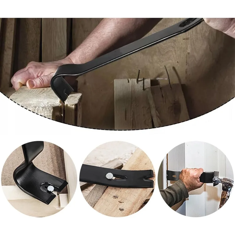 4 pack flat pry bar set mini nail puller pry bar, practical heavy claw bar, high carbon steel crowbar woodworking tools