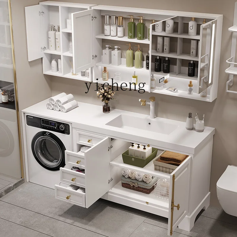 

Zz balcony rock slab washing machine integrated bathroom cabinet combined bathroom washbasin cabinet