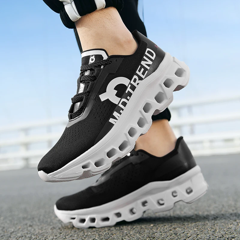 2025 جديد خفيف الوزن الرجال أحذية رياضية من الجلد عادية عدم الانزلاق تنفس الذكور في الهواء الطلق احذية الجري الدانتيل يصل أحذية رياضية لينة #3