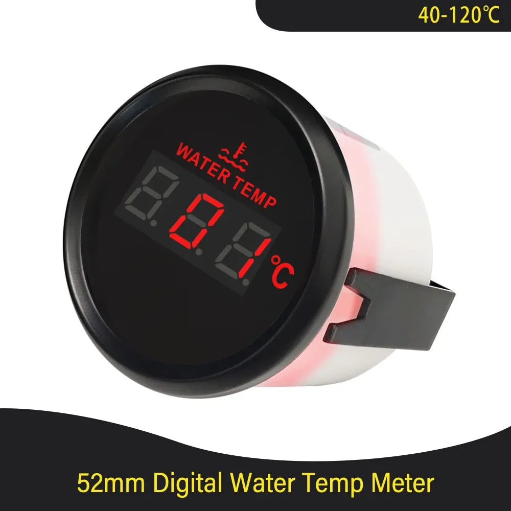 

ELING 52mm Waterproof Water Temp Gauge Temperature Meter 40-120 Degree for Boat Car Truck Universal 12V 24V Red Backlight