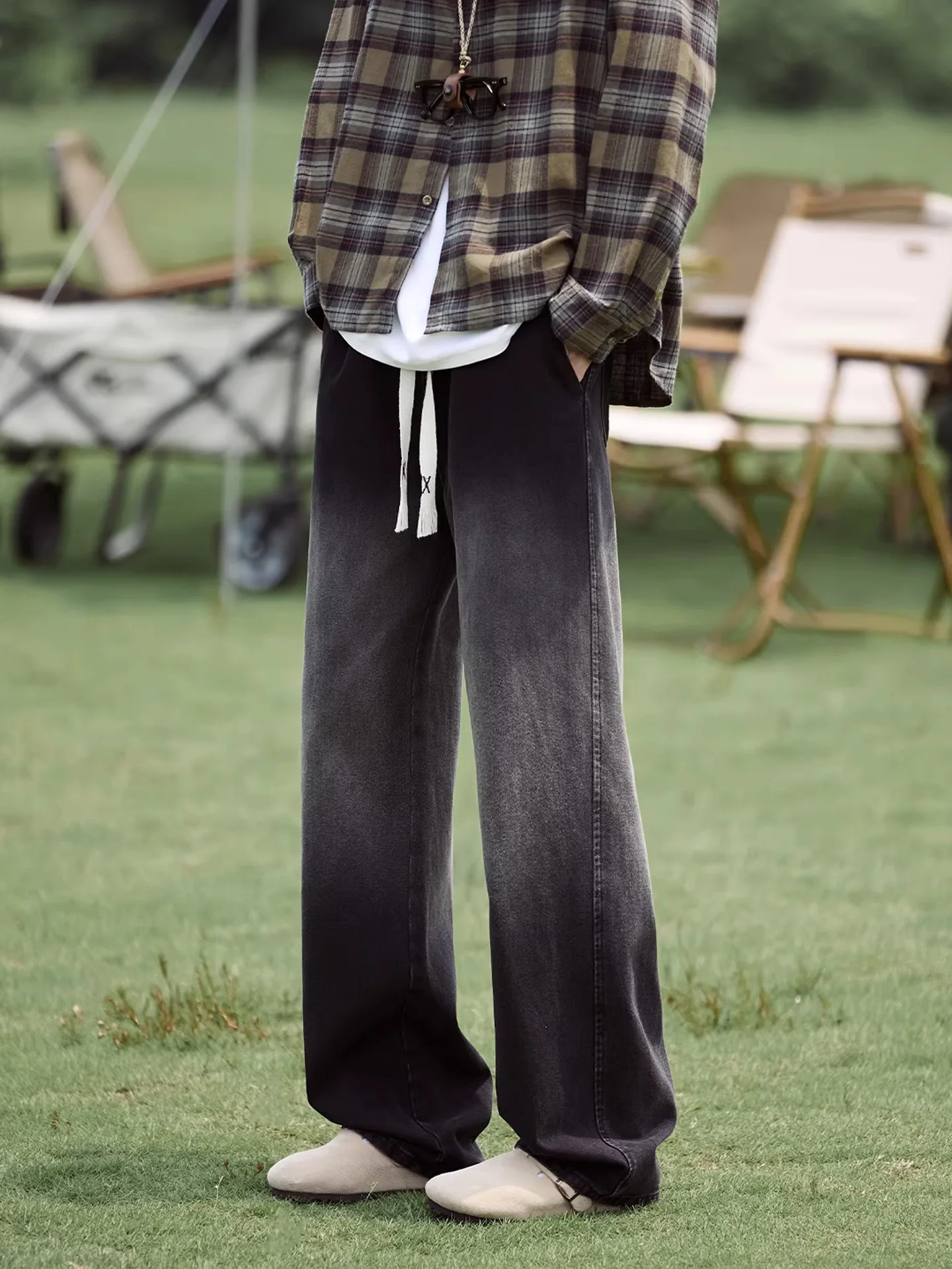 

Мужские джинсы с прямыми штанинами Waed Bla ey adient, осенние модные широкие брюки, свободные длинные брюки, повседневные хлопковые брюки