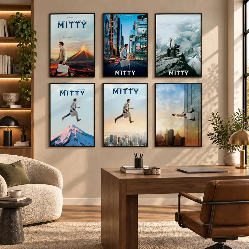 Movie The Secret Life of Walter Mitty Poster Self-adhesive Art Waterproof Paper Sticker Coffee House Bar Room Wall Decor