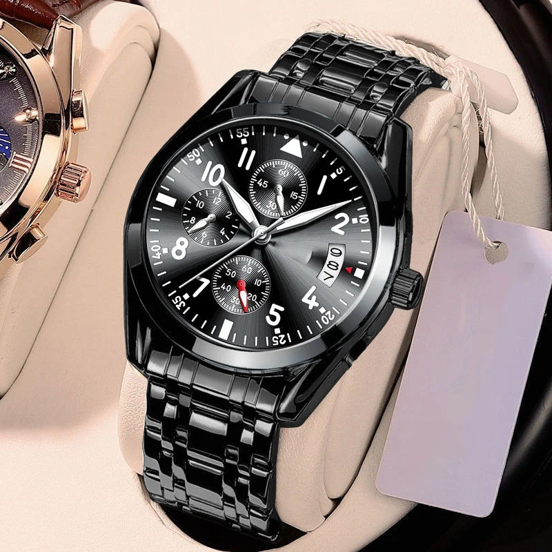 Luksusowy męski zegarek Wodoodporne męskie zegarki kwarcowe dla mężczyzny Zegarek męski Mechaniczny pasek ze stopu świecącego Data Automatyczny zegar