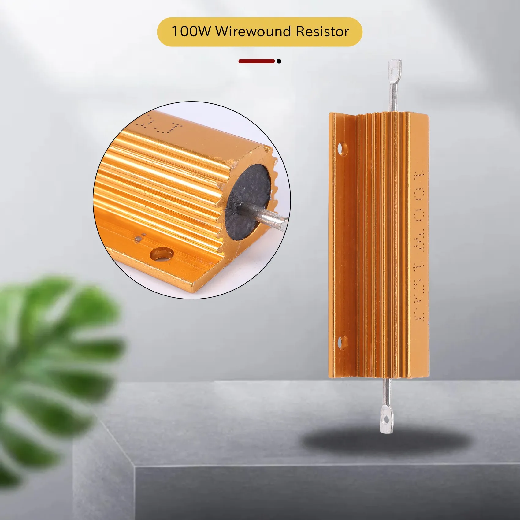 Gold Aluminum Clad Power Resistor Resistance 100W, 1 Ohm 1R