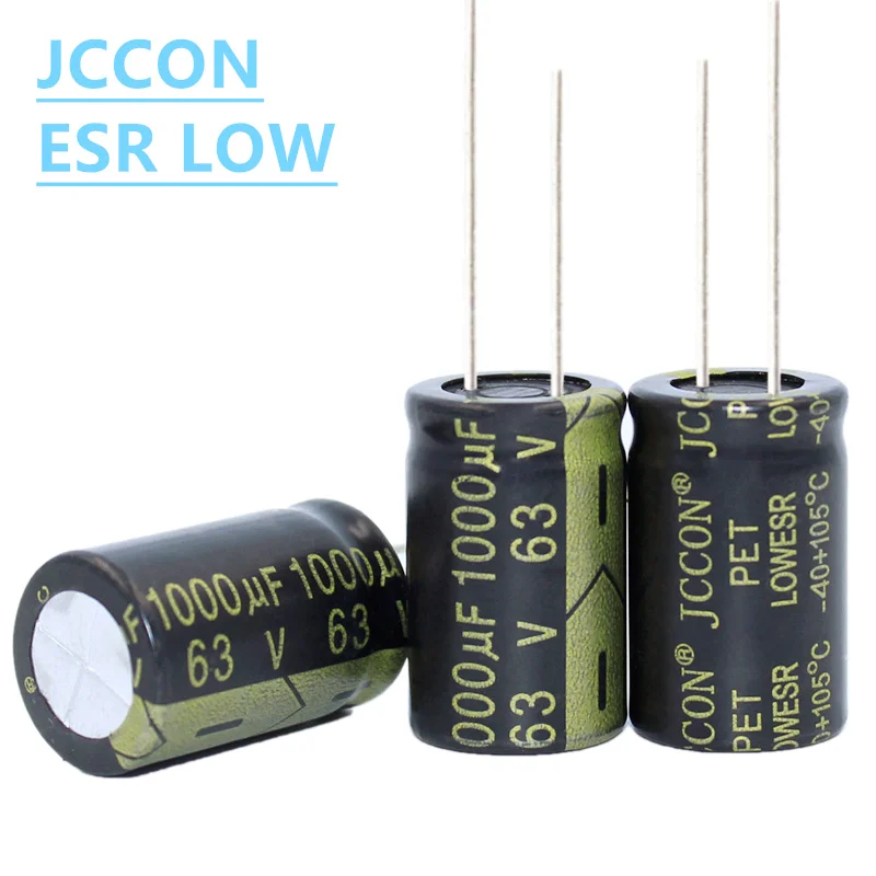 Jccon ตัวเก็บประจุอลูมิเนียมอิเล็กโตรไลต์1ชิ้น63v680uf 13X25 63V1000UF 16x25ตัวเก็บประจุความต้านทานต่ำความถี่สูง ESR