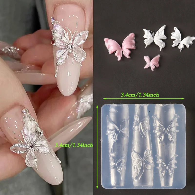 1 Stücke Schmetterlinge Multi-Designs 3D Carving Silikon Nagelform DIY Design Silikon Nail art Nägel Werkzeug