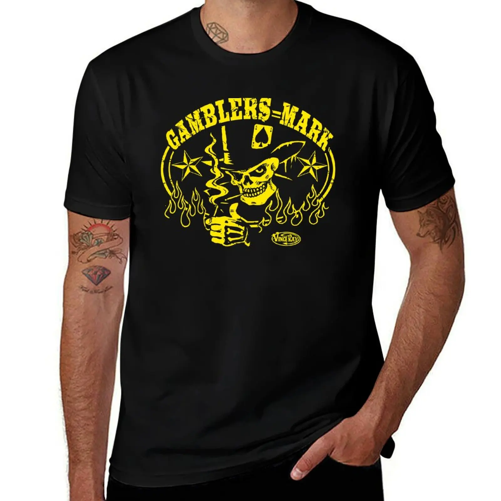 Vince Ray : Gamblers Mark T-Shirt Minimalist Plain Crew Neck T-Shirt