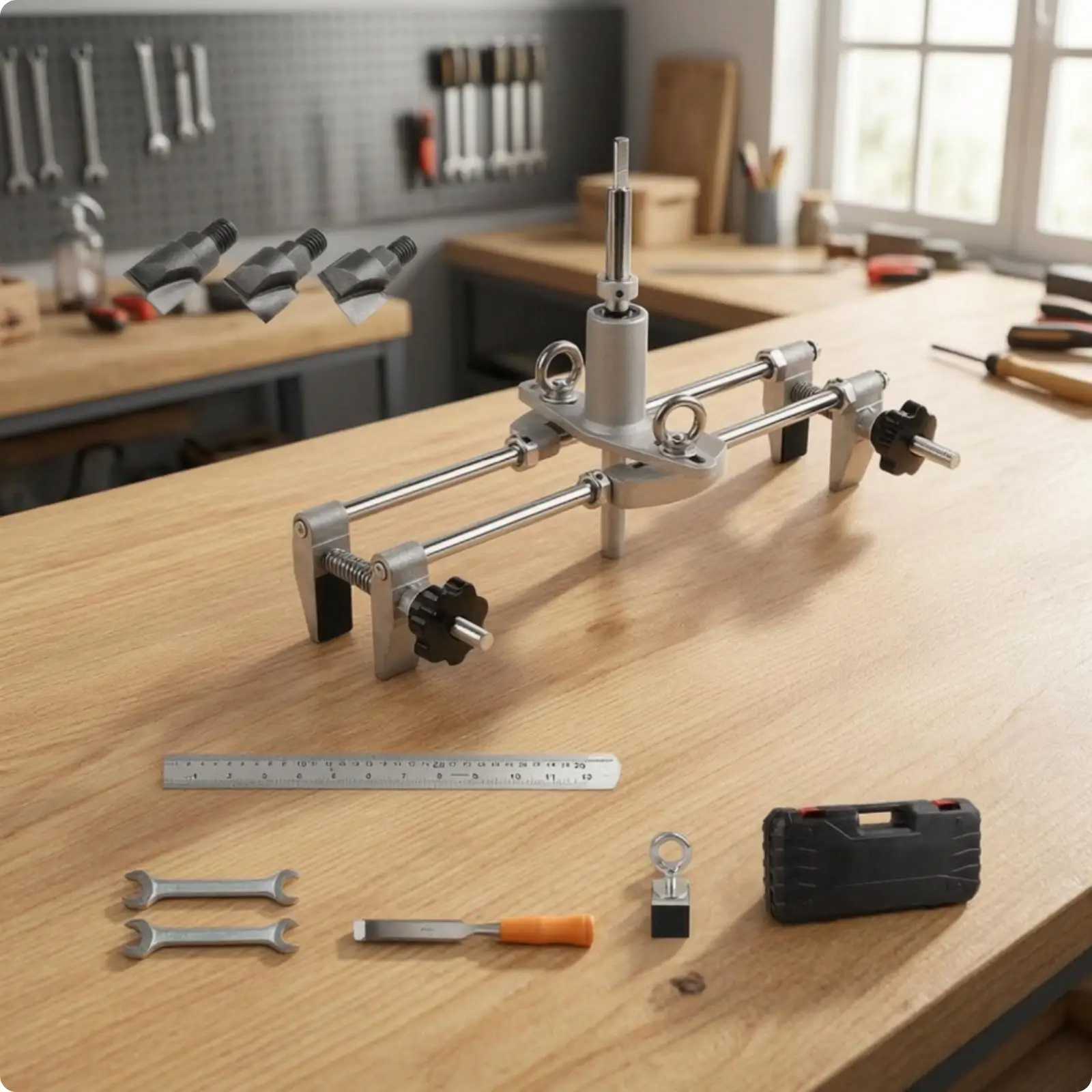 Carpenters Door Lock Router Jig for Furniture with Clamp Style Locking Components and Tungsten Steel Blades for Precise Slot