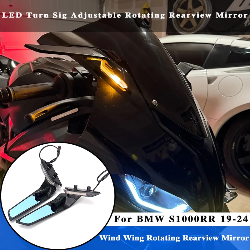 

Stealth mirror For BMW S1000RR S M1000 RR 2019-2023 2022 2024 Motorcycle Rear Side Rearview Mirrors with LED turn signal