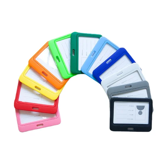 Imagen 2 del producto 2 unids/set de soporte de insignia de doble cara, cubierta de tarjeta de trabajo, etiqueta de identificación, funda de permiso de trabajo para trabajadores de personal, Protector de tarjeta de crédito de identificación