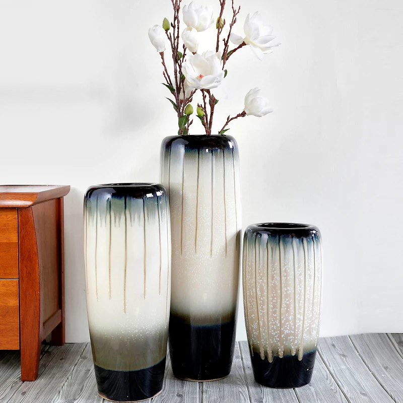 

Ceramic floor-to-ceiling bronze modern fashion living room Jingdezhen ornament entrance, dried flower utensils,