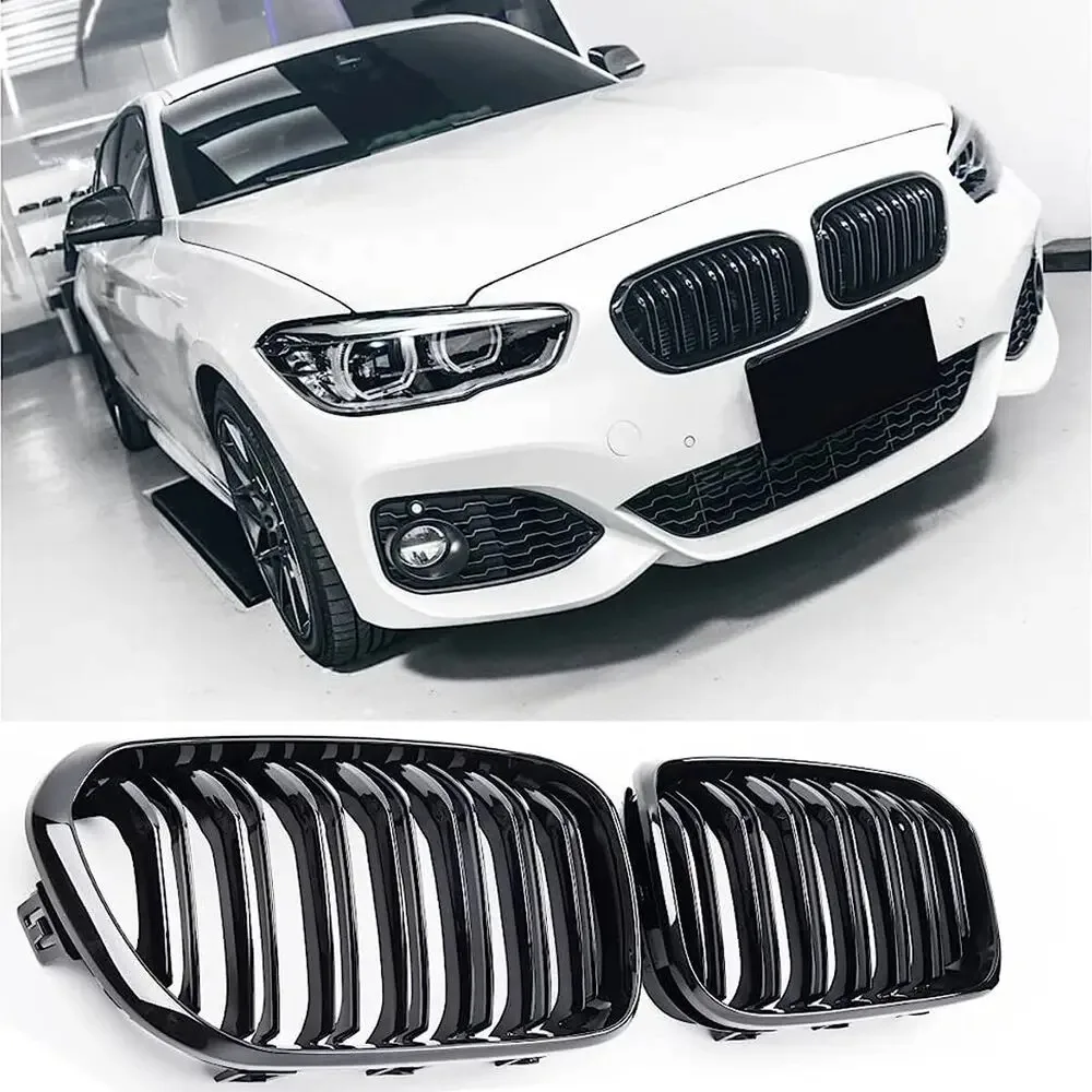 Front Kidney Grill Grille For 2015-2019 BMW F20 F21 1 Series M Sport Gloss Black