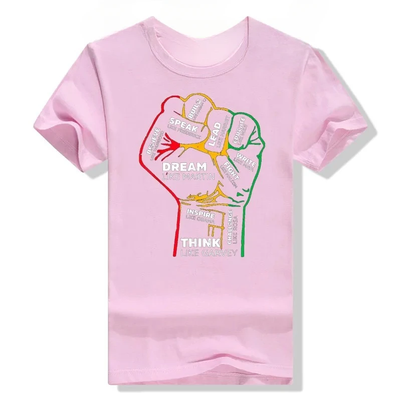 Casual Inspiring Black Leaders Power Fist Hand Black History Month T-Shirt Cool Present for Women Men African Americans Tee Top