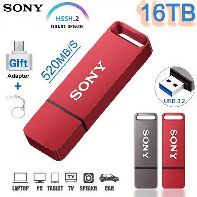 SONY 64TB USB Flash Drive Mini PenDrive Memory USB3.1 32TB High Speed Transfer Metal TypeC U Flash Portable Waterproof Pen Drive