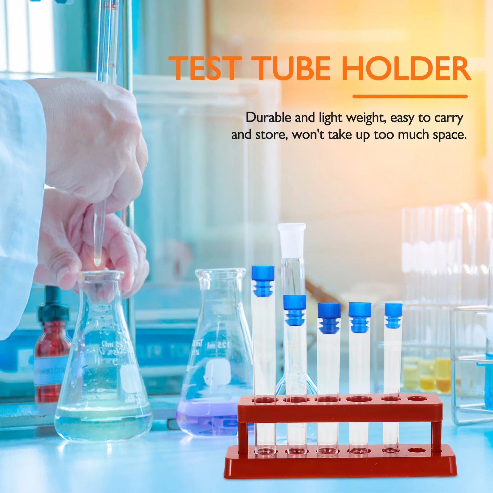 

5pcs Test Tube Rack Kit Clear Plastic Tubes for Liquid Storage Scientific Experiment Small Container Lab Equipment