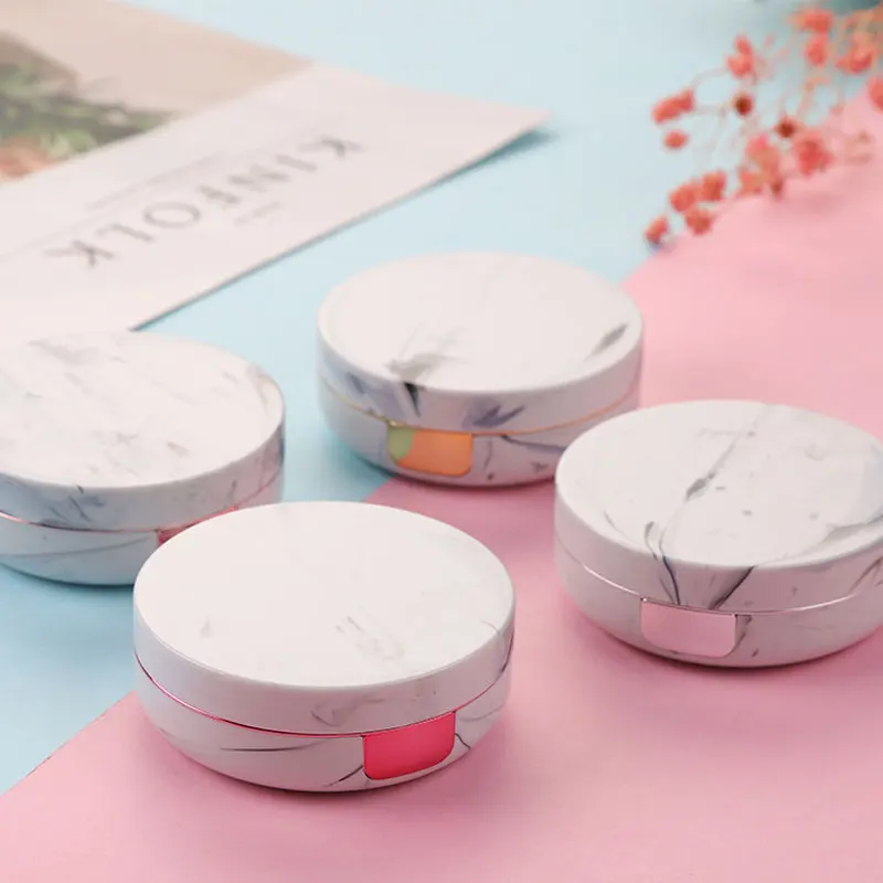 Portable Cute Contact Lens Case 5 in 1 Marble Contact Cases Travel Kit with Remover Tool Mirror Tweezers Contact Solution Bottle