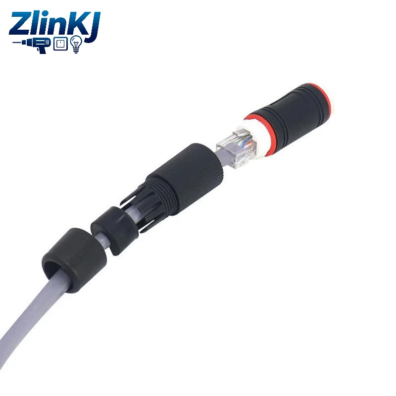 1Pcs Ethernet Network Straight-through Waterproof IP67 Header RJ45 Docking Connector Outdoor Broadband Network Cable Extender
