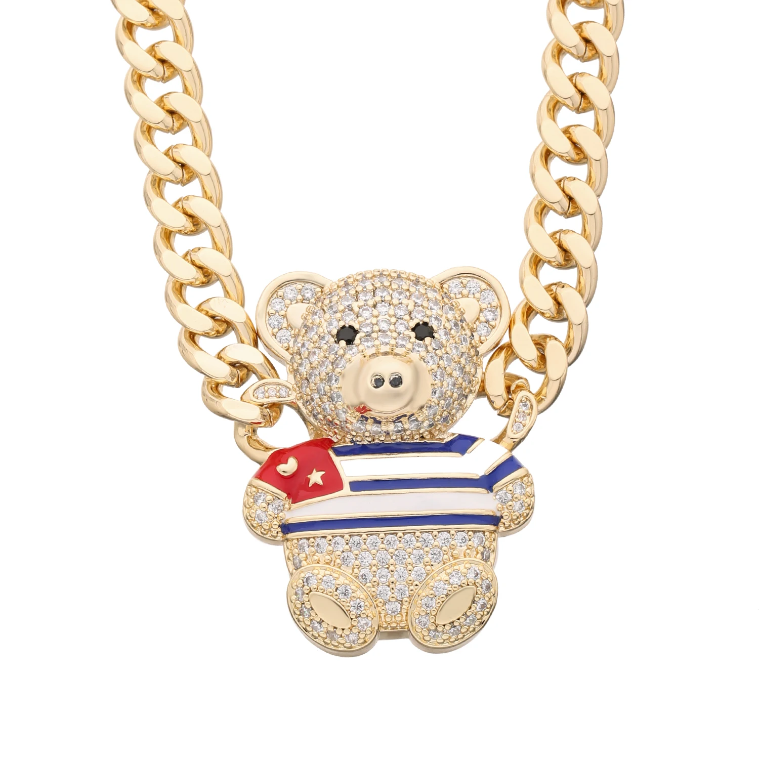 

Blue and white bear necklace, girl's jewelry, European and American hot style, youth jewelry, mother, friend gift for girl
