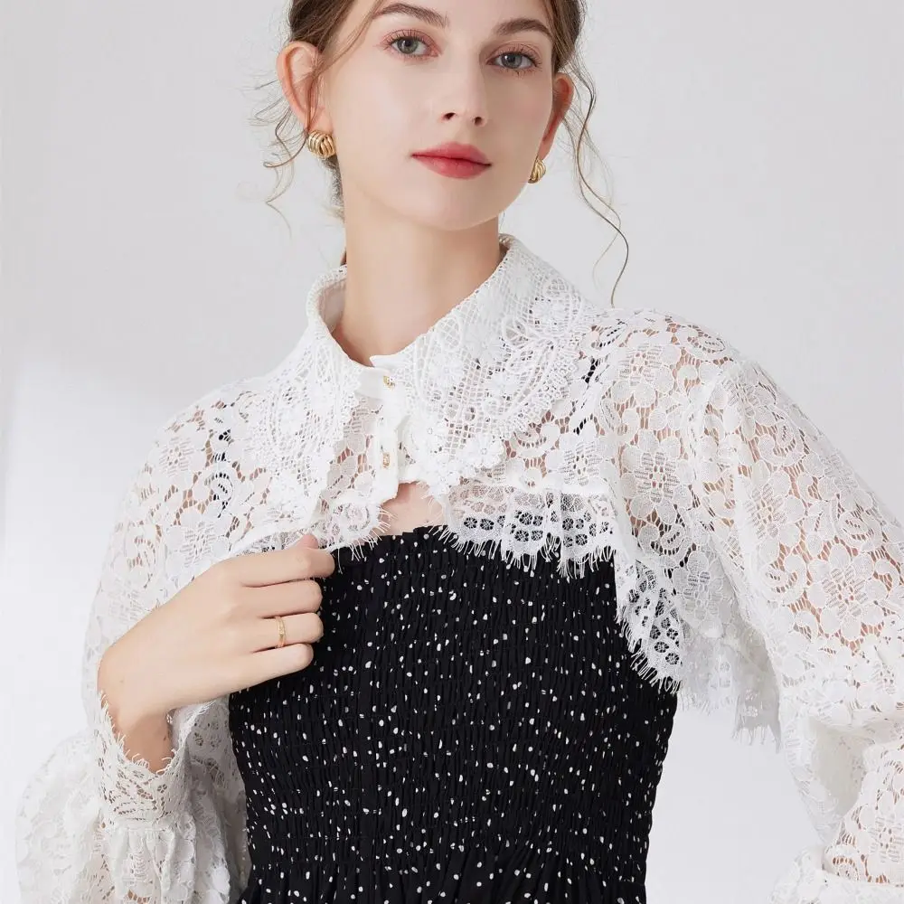 Beautiful Lace Sunscreen Shawl Chiffon Floral False Collar Clothes Accessories Girl