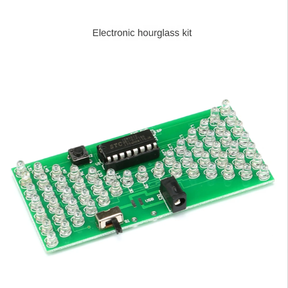 A40I 5V Electronic Hourglass DIY Kit Funny Electric Production Kits Precise with LED Lamp Double Layer PCB Board 84X40mm