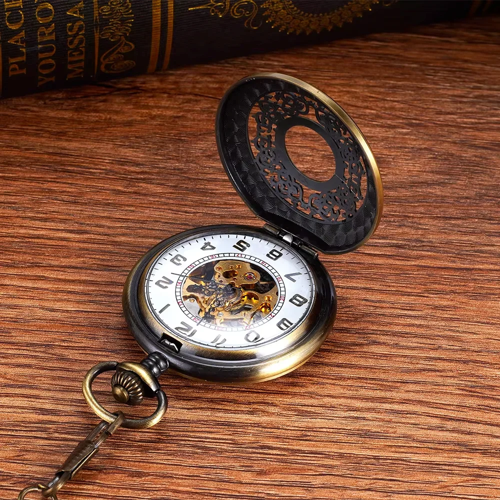 Large thick chain hollow out dense flower mechanical pocket watch pattern classical carving pocket watch multicolor selection