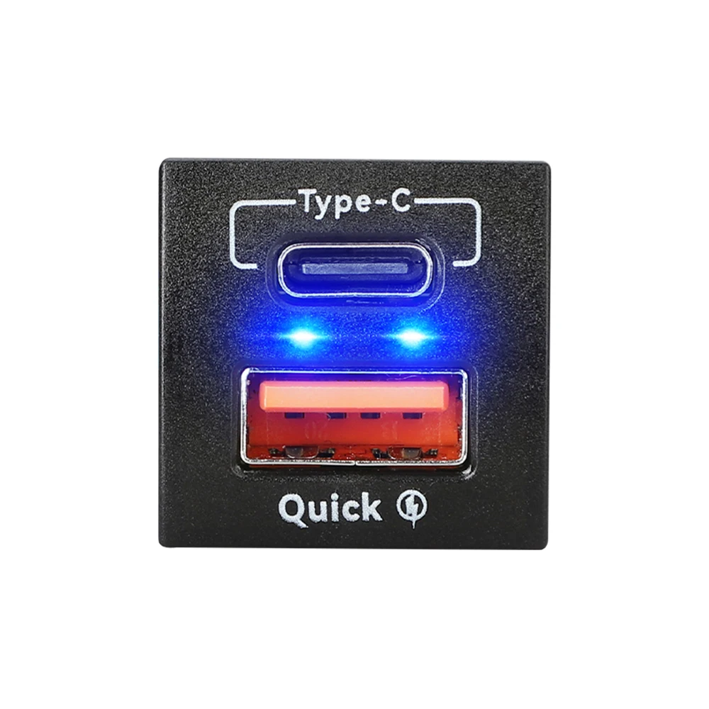 QC3.0 Type-C USB PD 12V Mobile Phone Accessories Power Socket Quick Charge For Toyota purpose New 48W Fast Charger Voltmeter