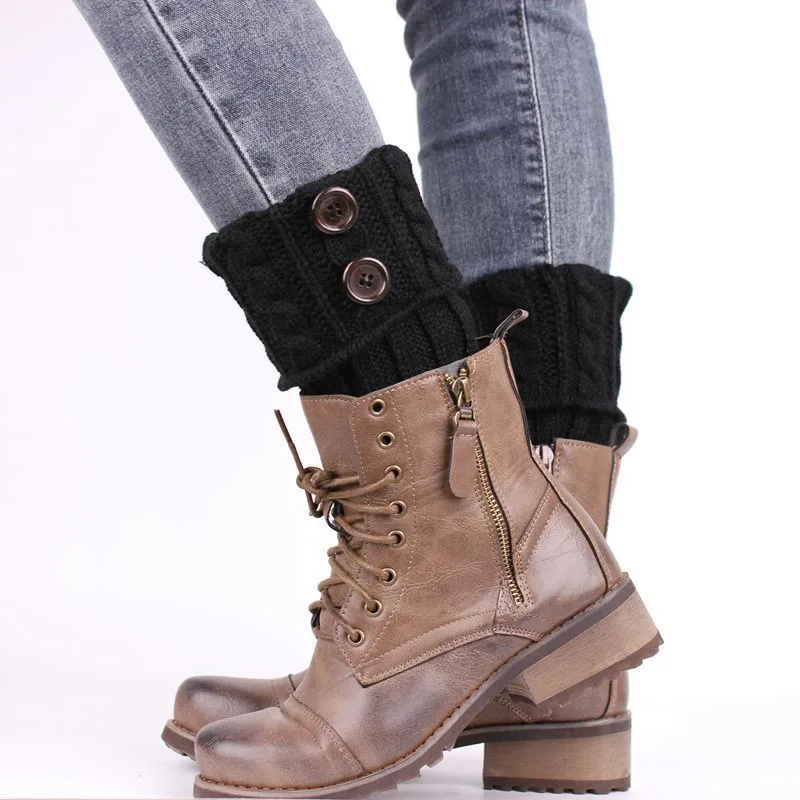 

3 Pair Women Short Button Crochet Leg Warmers Winter Fall Knit Boot Cuffs Socks Boot Warmers Boot Toppers Gaiters