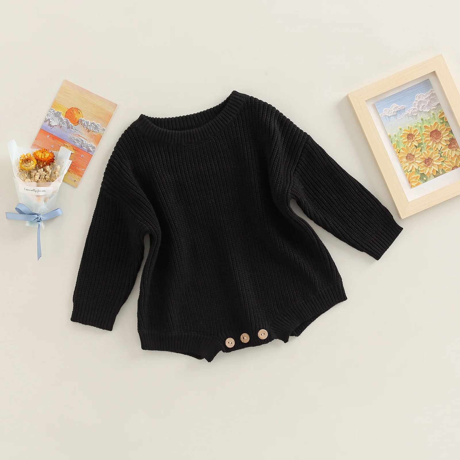 سترة للأطفال الأولاد والبنات ملابس داخلية كبيرة الحجم بأكمام طويلة محبوكة دافئة بياقة دائرية رومبير لطيف ملابس تريكو شتوية للأطفال