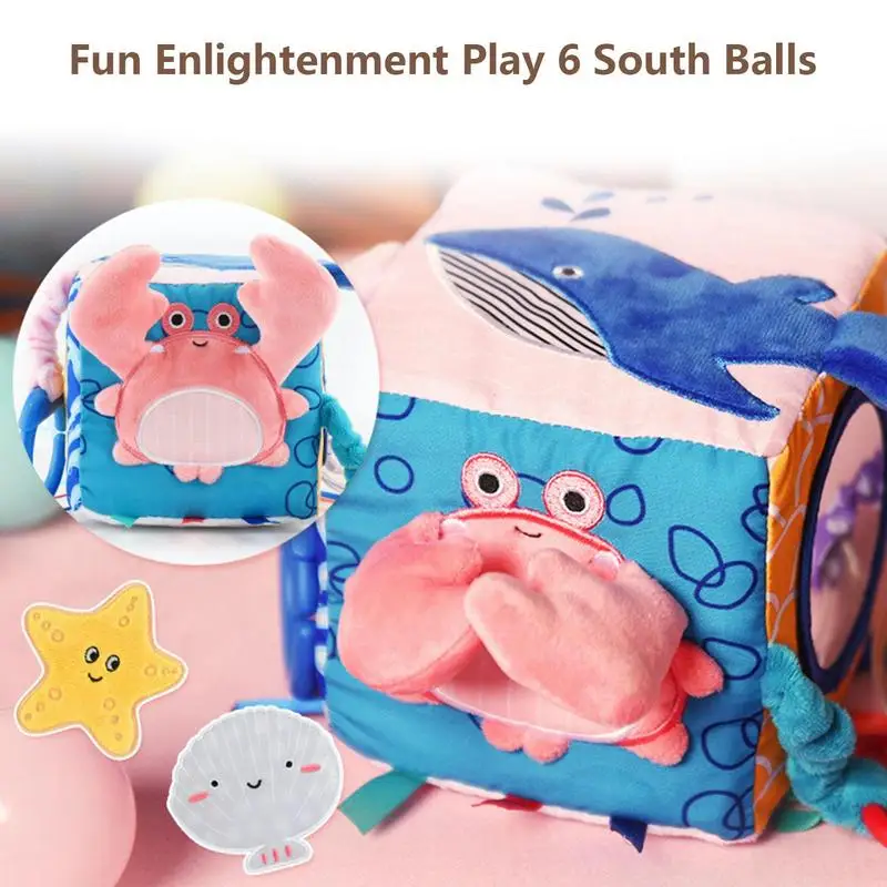 ใหม่ Early การศึกษาเด็กตุ๊กตาหนานุ่ม Rattle Ocean 6-Sided Ball ของเล่นแขวนบล็อกลูก Soft Plush กิจกรรม cube ของเล่น