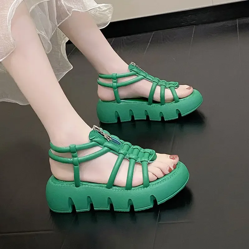 

Women's Sandals Platform Zip Shoe On Sale Wholesale Luxury Summer High Quality Chic and Elegant Casual Vintage 2025 Ladies Shoes