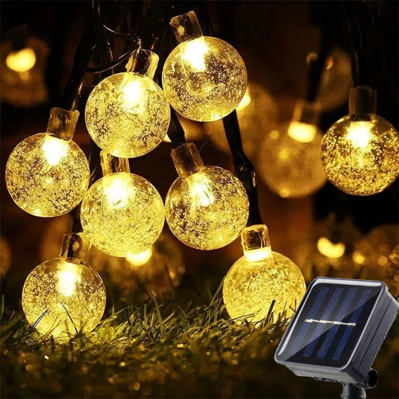 Solar String Lights Outdoor 20 Led Crystal Globe Lights z 8 trybami Wodoodporne oświetlenie patio zasilane energią słoneczną do dekoracji przyjęć w