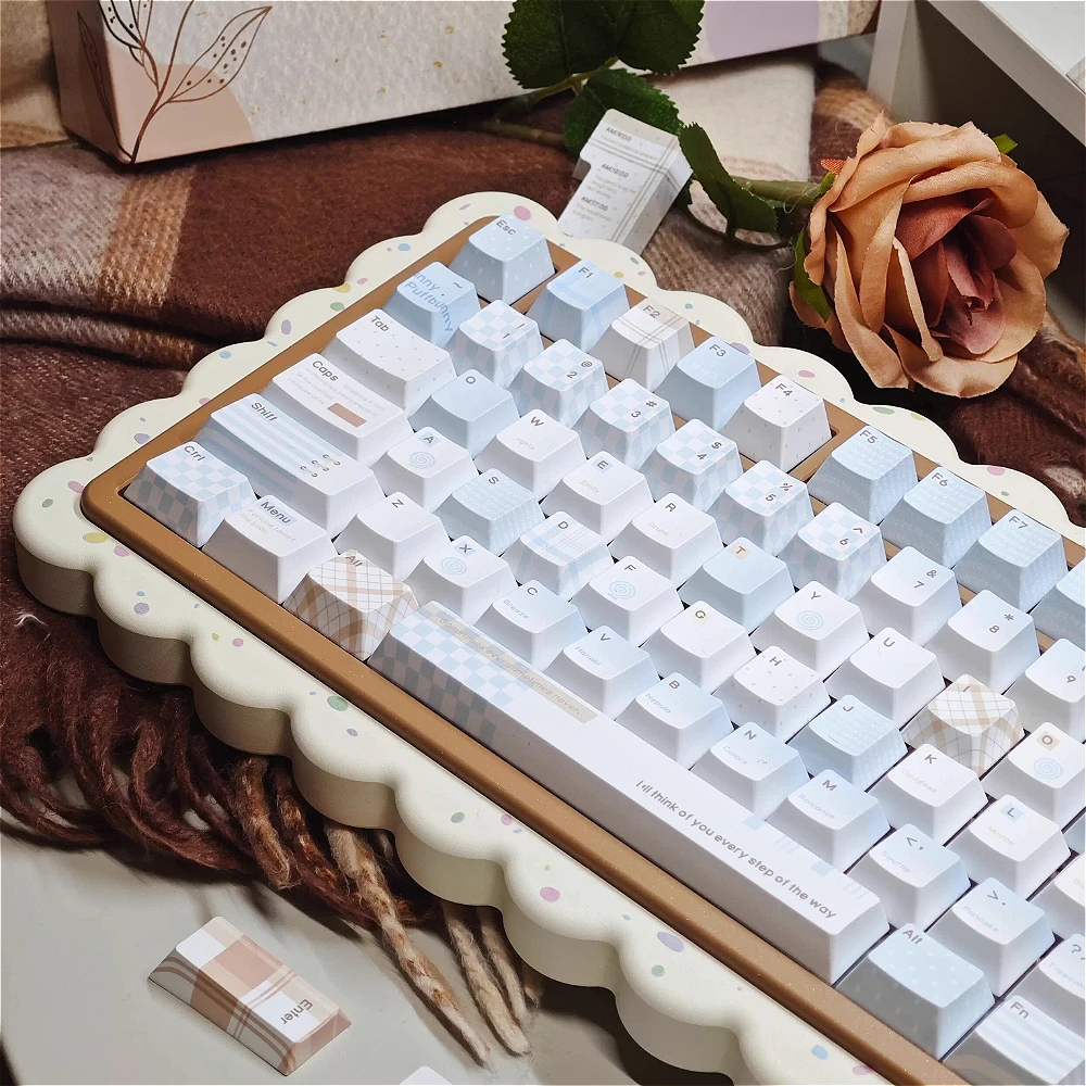 Cocoa Blue Keycaps Cherry Foa Pbt Five-Sided Dye-Sublimation Custom Mechanical Keyboard Keycap Personalized Blue Design