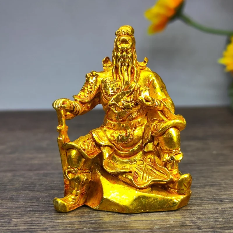 

Antique Gilt Gong , Yu Guan Yunlong Ornament, Wealth-Attracting Home Worship Buddha Statue, Old Bronze It