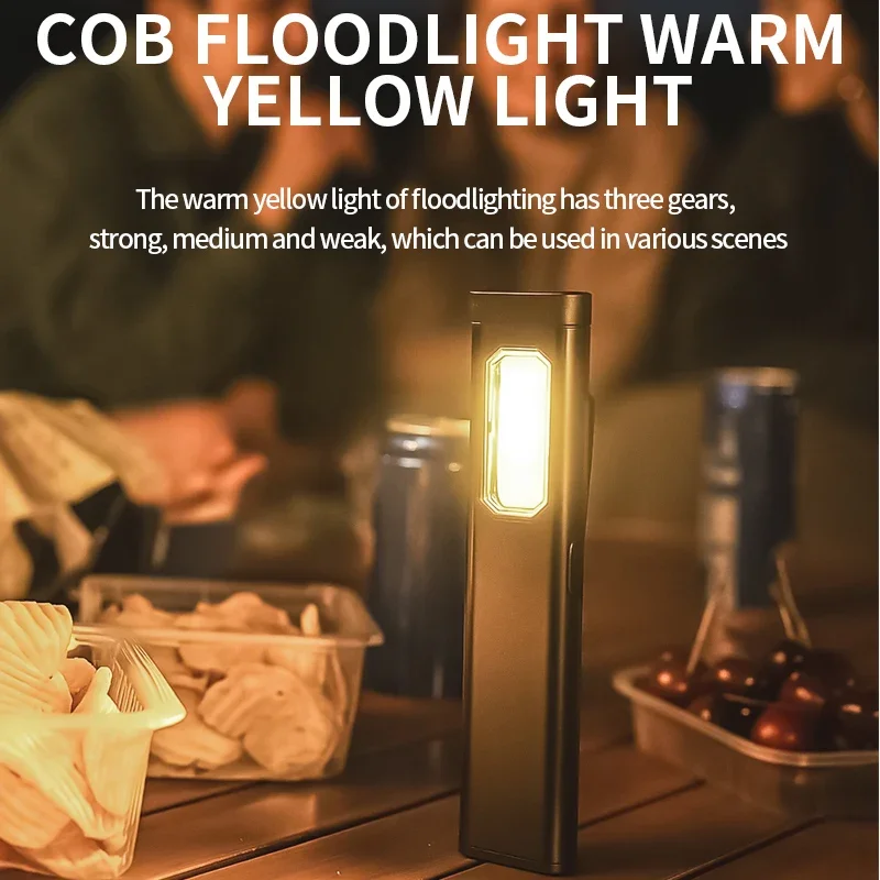 New Portable Aluminum alloy COB LED Flashlight with Magnetic Tail, USB Charging and Clip for Outdoor Work Light Hiking and campi image 3