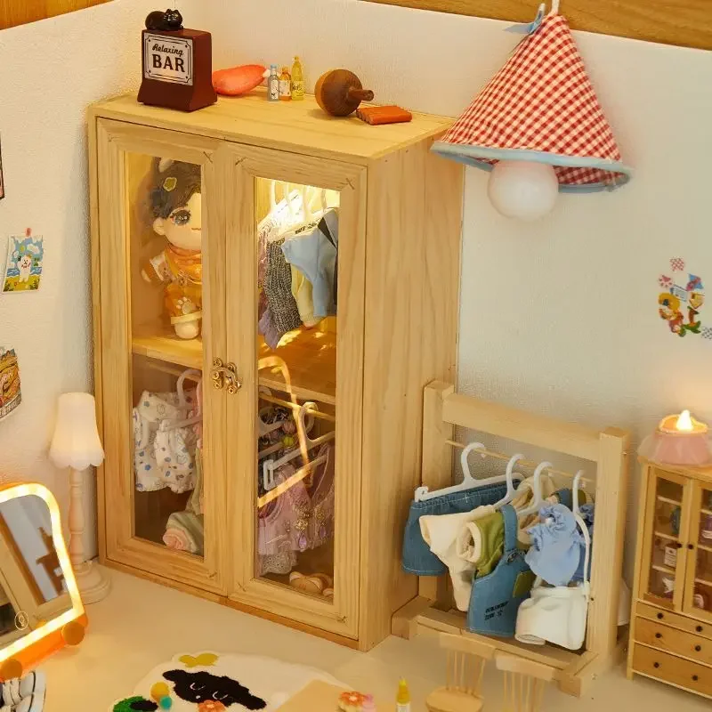 Puppen möbel für bjd Puppenhaus zubehör blythe Holz schrank DIY Mode Miniatur spielzeug Puppenhaus möbel