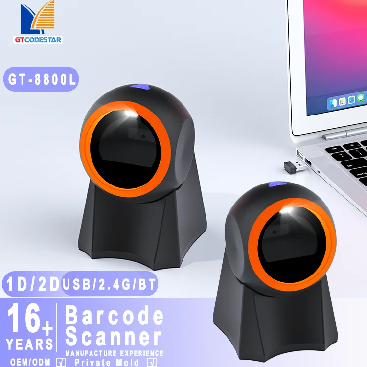 Xincode Stock 1D 2D Wireless Desktop Barcode Scanners Scan Qr Code Bar Code Scanner For Sale Supermarket Warehouse