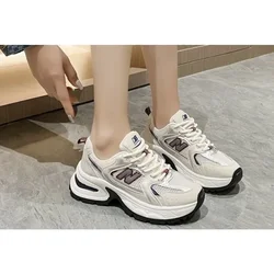 New Women's Luxury Thick Sole Sneakers Casual Shoes Sneakers Women's Mesh Breathable Thick Sole Tennis Vulcanized Shoes