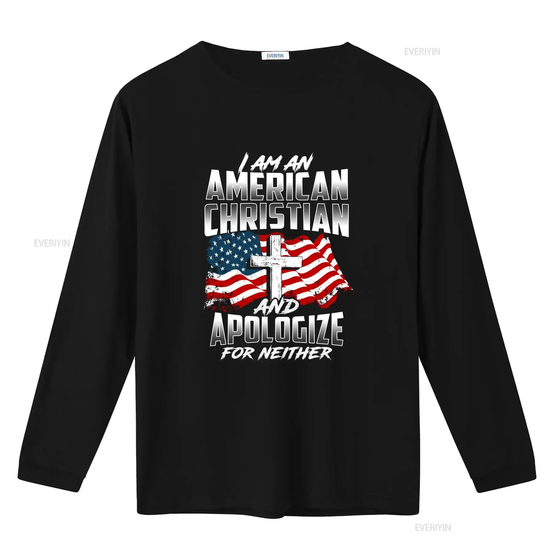 New Men's Patriotic T Shirt I Am An American Christian And Apologize For Neither vintage Washed Unisex Versatile Stretched